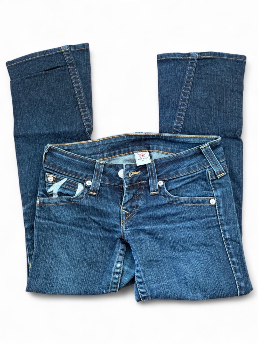 True Religion Women’s Bootcut Stretch Denim Jeans in Dark Blue